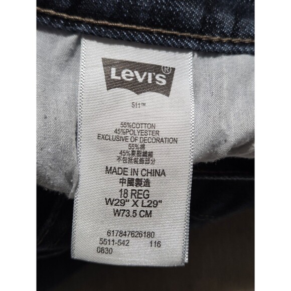 Levi's Dark Blue Jeans Mens 18 Reg Performance 511 Slim 29x29 Good Condition - Picture 5 of 11